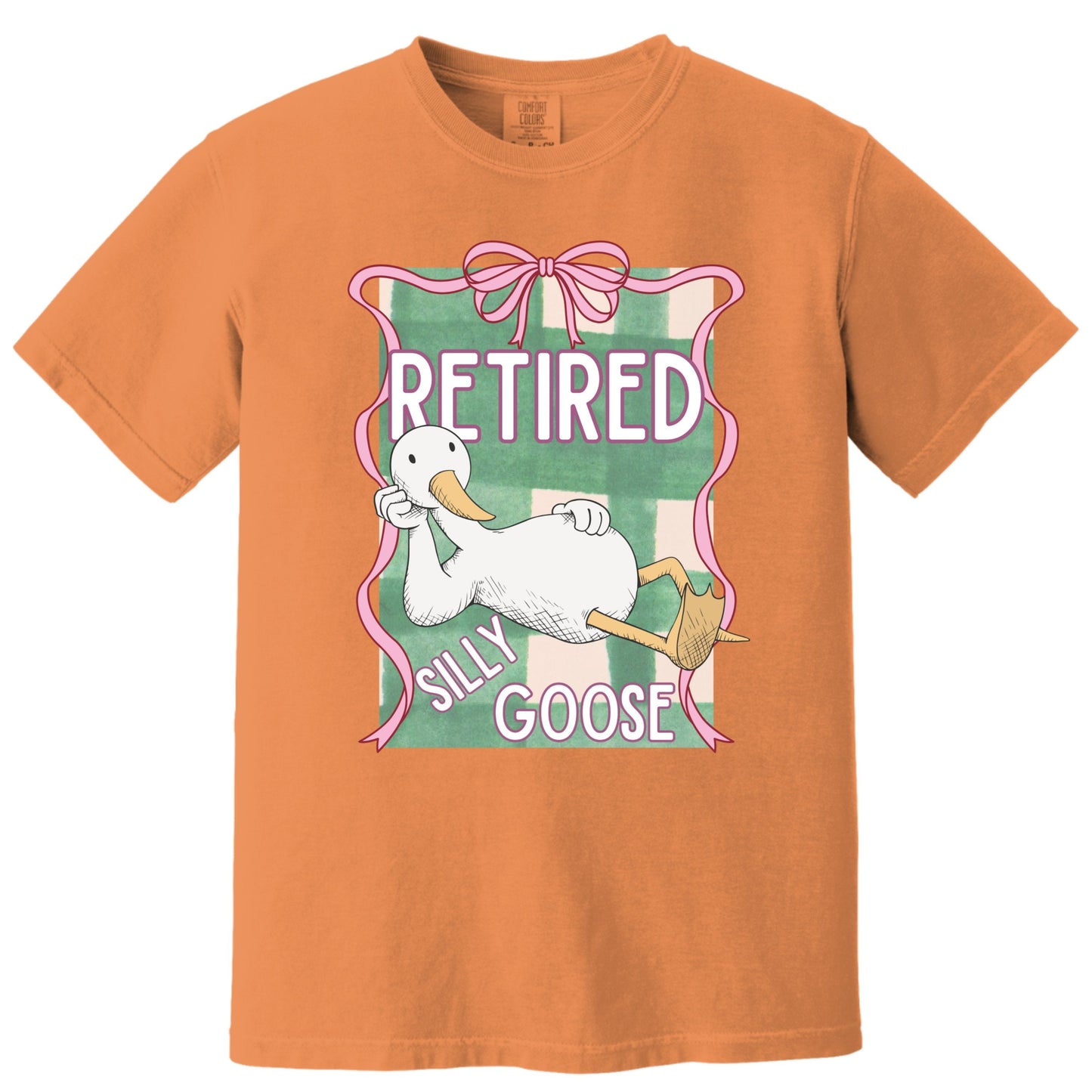 Retired Silly Goose Text Graphic Orange Shirt product type