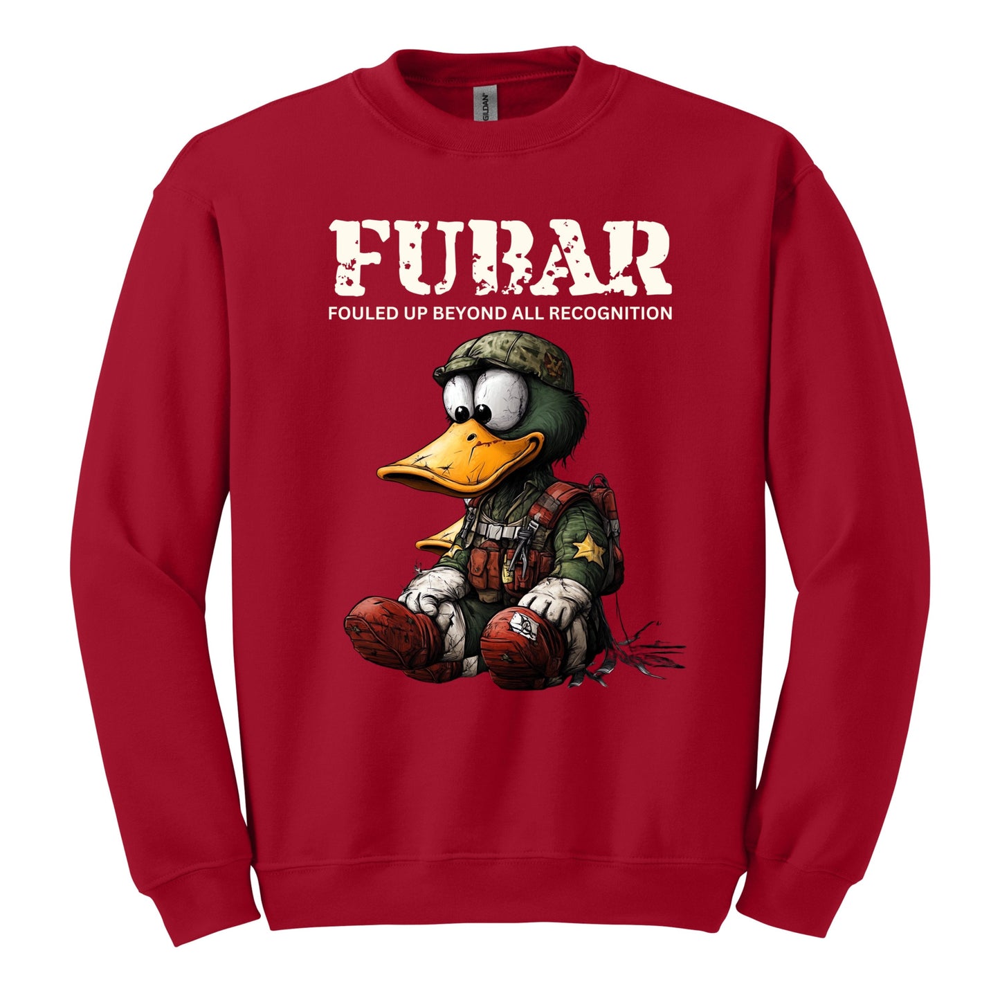 FUBAR Duck Cartoon Character Red Crewneck Sweatshirt product type